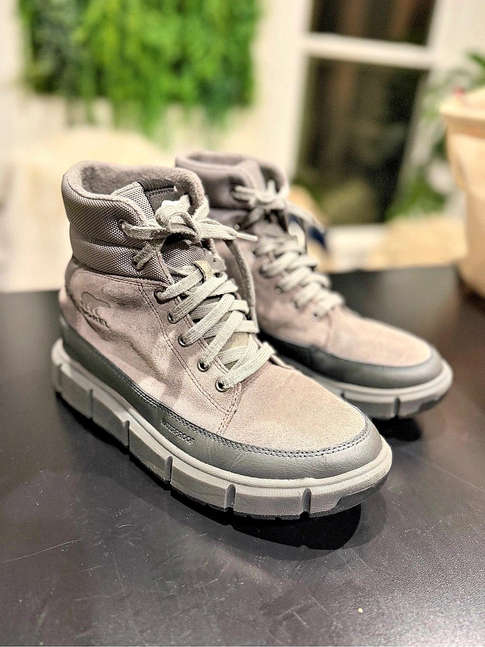 Sorel Explorer Joan Waterproof Winter Boot Gray Lace-Up Boots